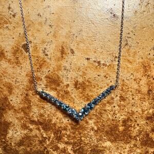 Sterling Silver & Blue Topaz V Shaped Necklace 18-20 Inches Adjustable by JCL